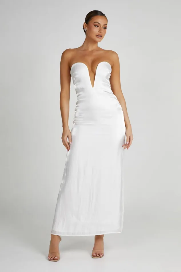 Women Meshki Dresses Chantelle Liquid Satin Midi Dress 8211 White