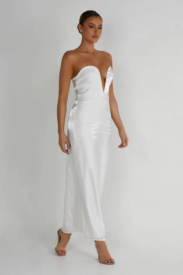 Women Meshki Dresses Chantelle Liquid Satin Midi Dress 8211 White