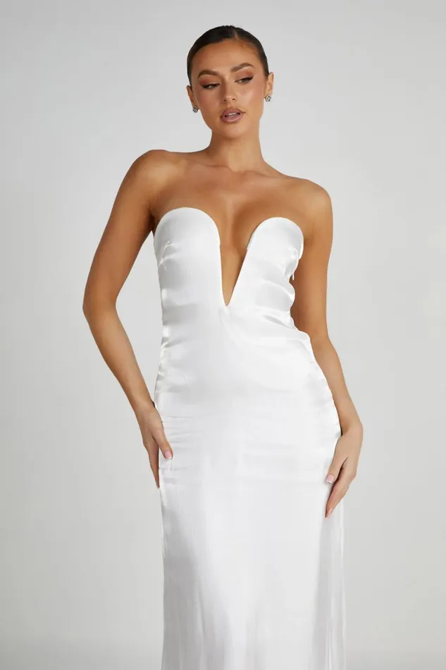 Women Meshki Dresses Chantelle Liquid Satin Midi Dress 8211 White