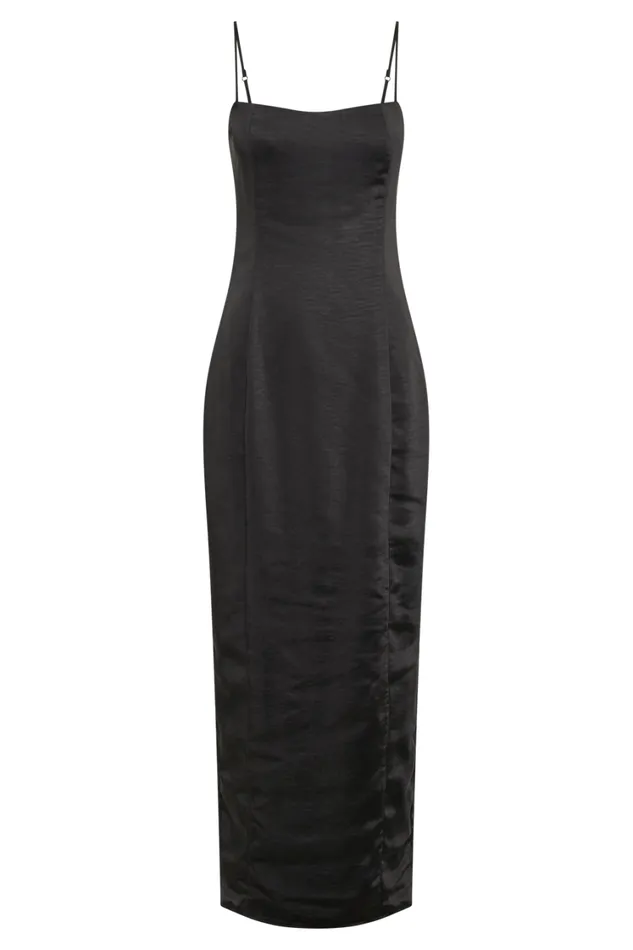 Women Meshki Dresses Chrisley Satin Maxi Dress With Split 8211 Black