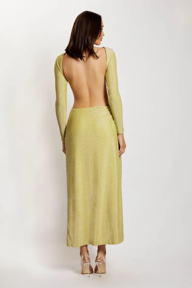 Women Meshki Dresses Christina Backless Maxi Wrap Dress 8211 Green Shimmer Women Meshki Dresses Christina Backless Maxi Wrap Dress 8211 Green Shimmer
