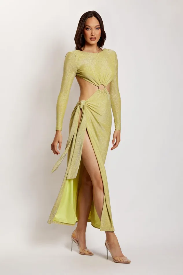 Women Meshki Dresses Christina Backless Maxi Wrap Dress 8211 Green Shimmer Women Meshki Dresses Christina Backless Maxi Wrap Dress 8211 Green Shimmer