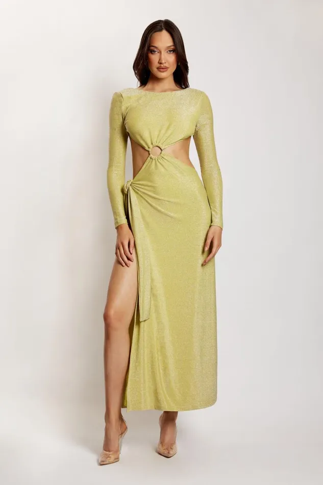 Women Meshki Dresses Christina Backless Maxi Wrap Dress 8211 Green Shimmer Women Meshki Dresses Christina Backless Maxi Wrap Dress 8211 Green Shimmer