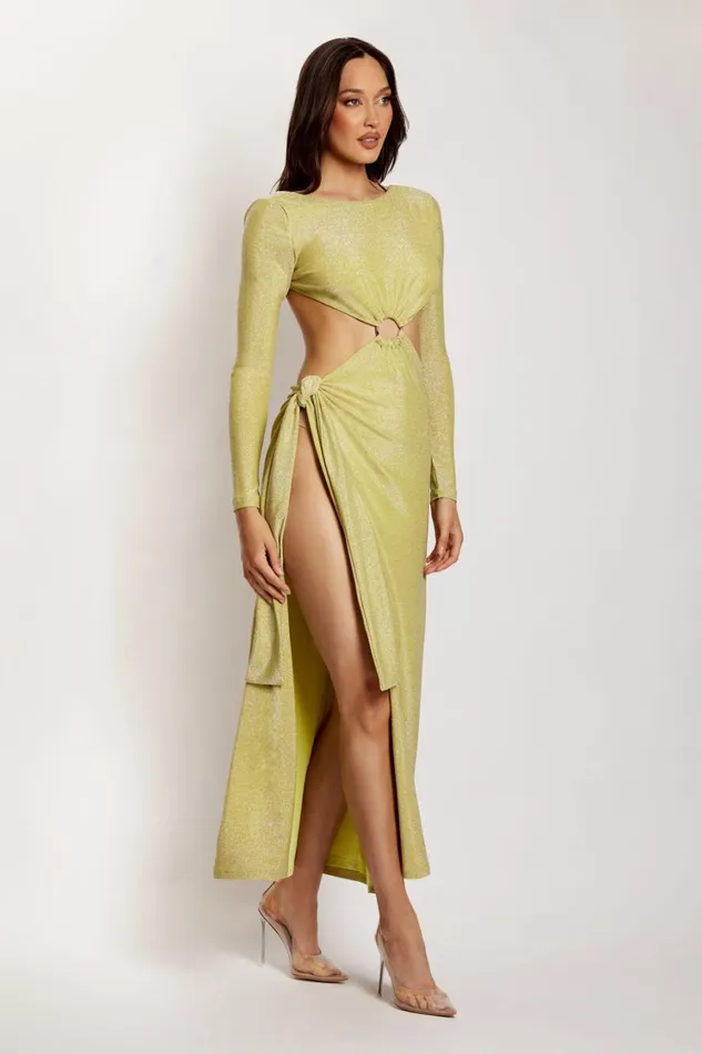 Women Meshki Dresses Christina Backless Maxi Wrap Dress 8211 Green Shimmer Women Meshki Dresses Christina Backless Maxi Wrap Dress 8211 Green Shimmer