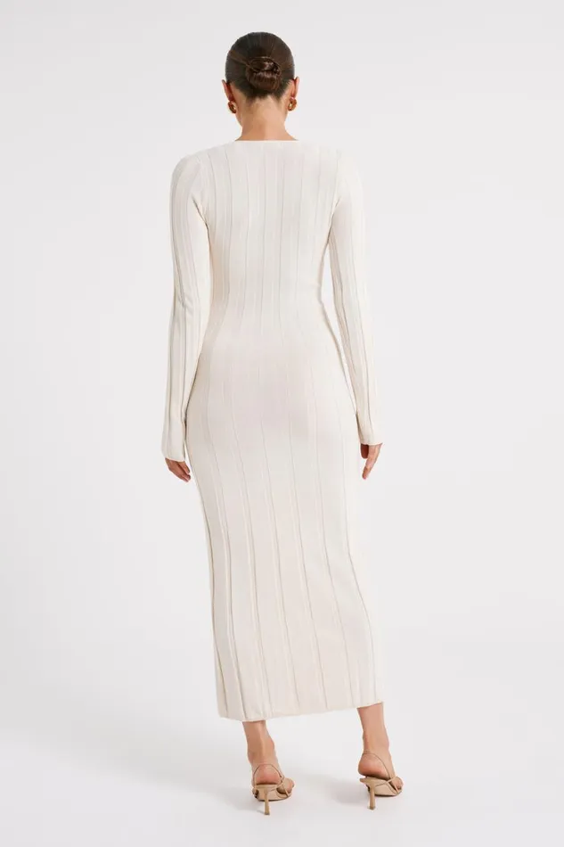 Women Meshki Dresses Ciara Ribbed Maxi Dress 8211 Ivory