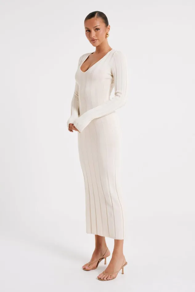 Women Meshki Dresses Ciara Ribbed Maxi Dress 8211 Ivory