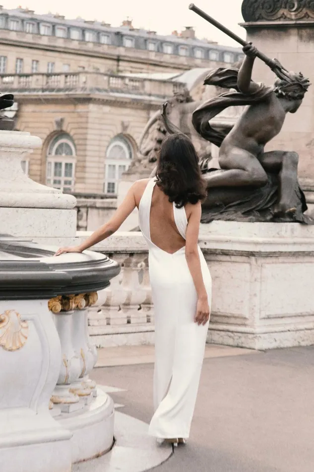 Women Meshki Dresses Claire Satin Drape Back Maxi Dress 8211 White