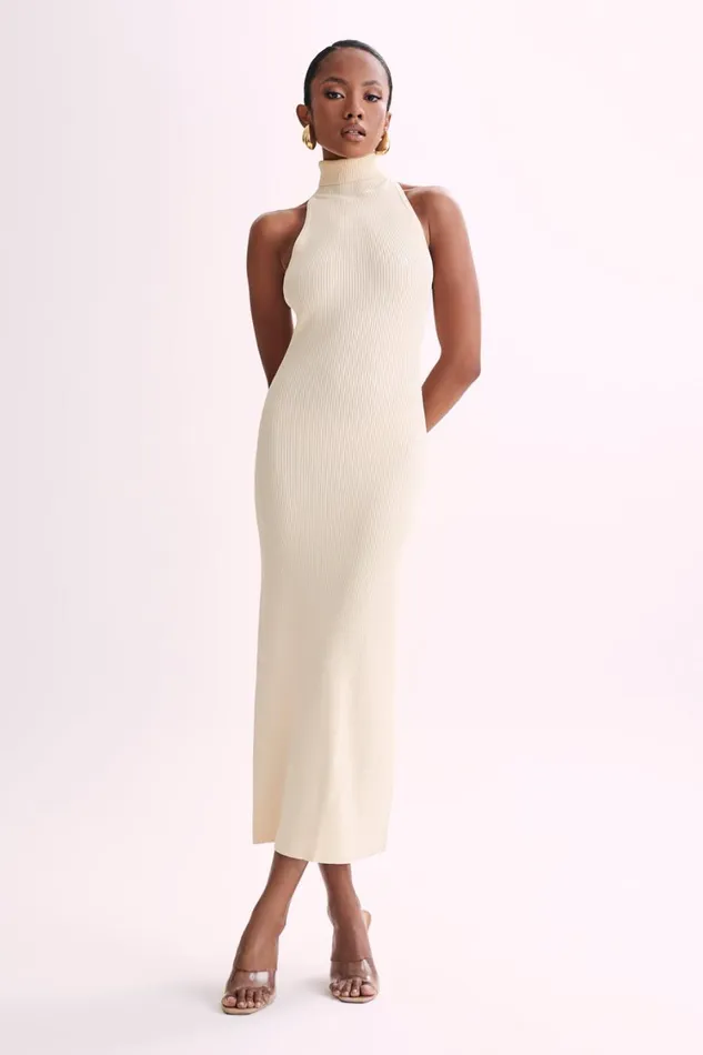 Women Meshki Dresses Connie Turtleneck Knit Midi Dress 8211 Cream