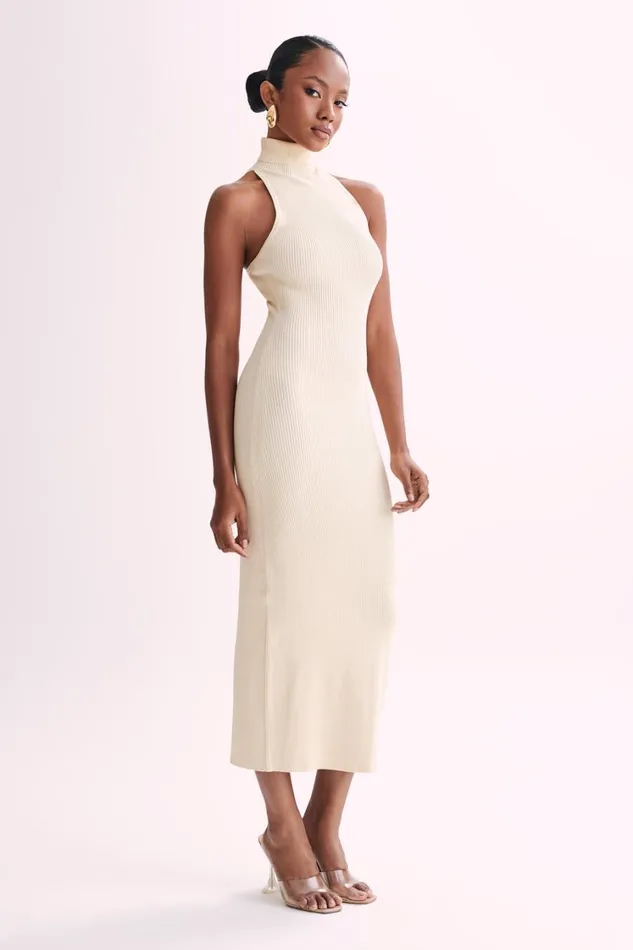 Women Meshki Dresses Connie Turtleneck Knit Midi Dress 8211 Cream