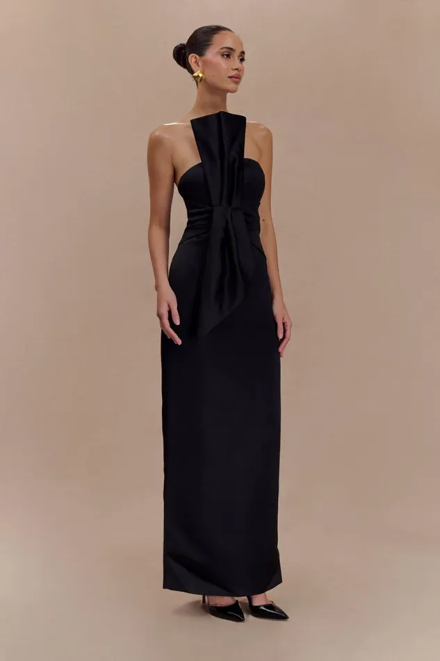 Women Meshki Dresses Cyrill Strapless Satin Structured Maxi Dress 8211 Black