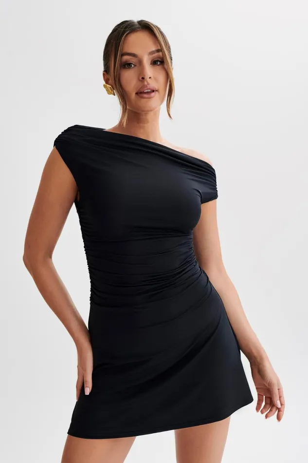 Women Meshki Dresses Dakoda Slinky Off Shoulder Mini Dress 8211 Black