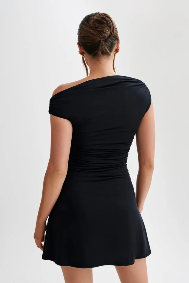 Women Meshki Dresses Dakoda Slinky Off Shoulder Mini Dress 8211 Black