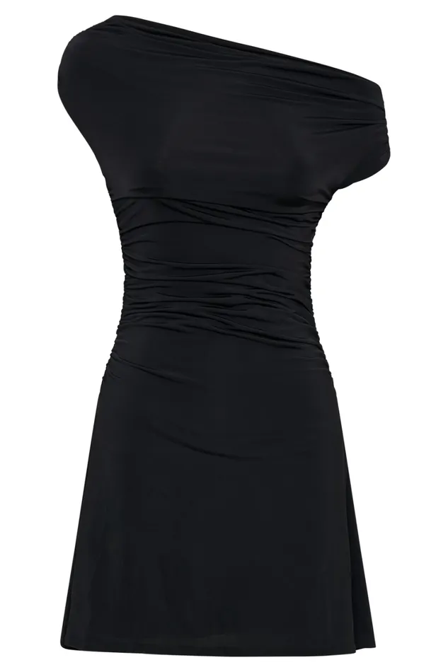 Women Meshki Dresses Dakoda Slinky Off Shoulder Mini Dress 8211 Black