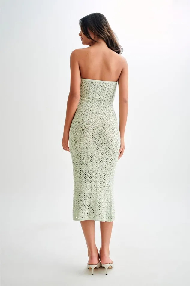 Women Meshki Dresses Delia Strapless Knit Midi Dress 8211 Pastel Green