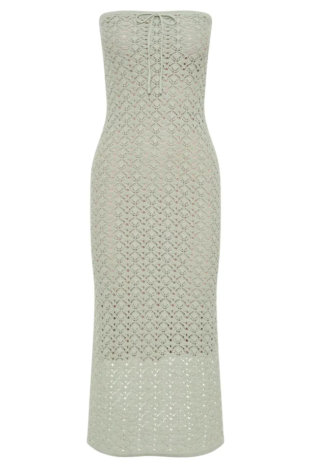 Women Meshki Dresses Delia Strapless Knit Midi Dress 8211 Pastel Green