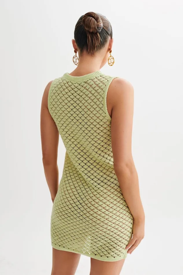 Women Meshki Dresses Delta Sleeveless Knit Button Up Mini Dress 8211 Seafoam Green
