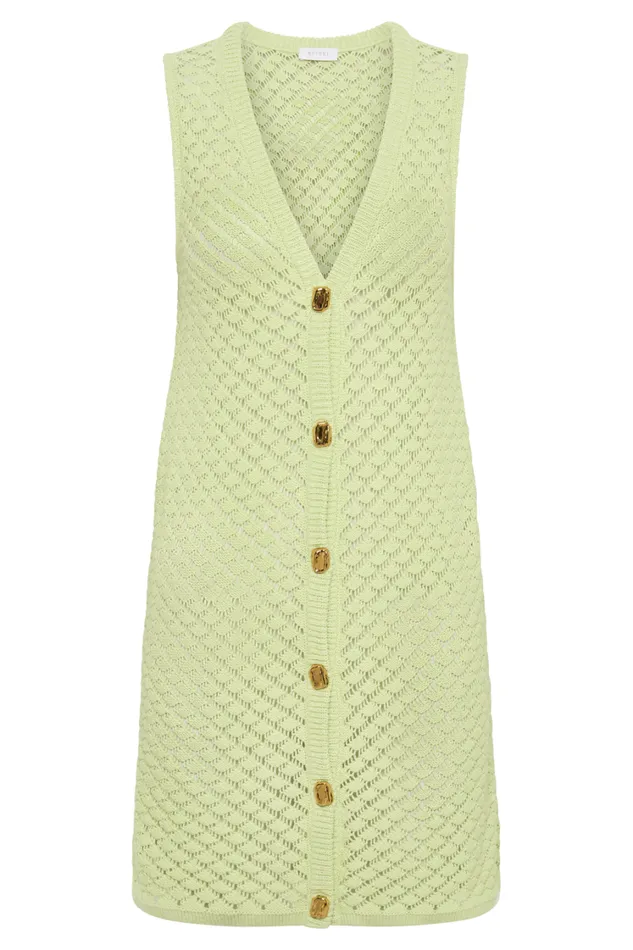 Women Meshki Dresses Delta Sleeveless Knit Button Up Mini Dress 8211 Seafoam Green