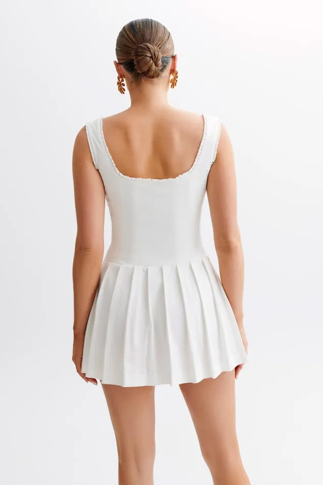 Women Meshki Dresses Donna Cotton Ruched Mini Dress 8211 White