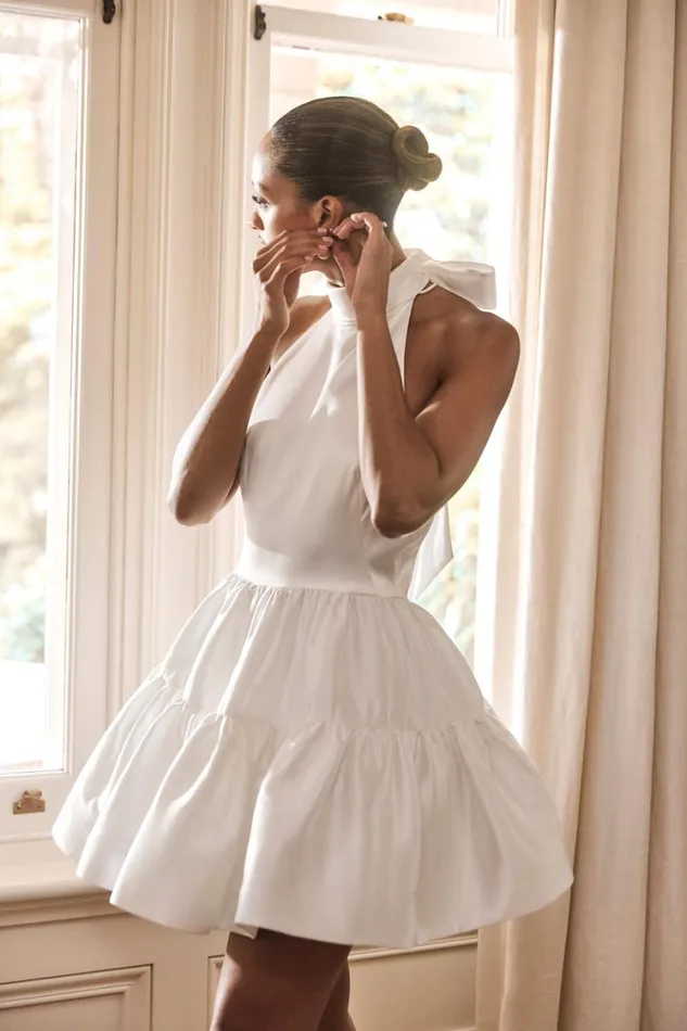 Women Meshki Dresses Dorota Satin Halter Mini Dress 8211 White