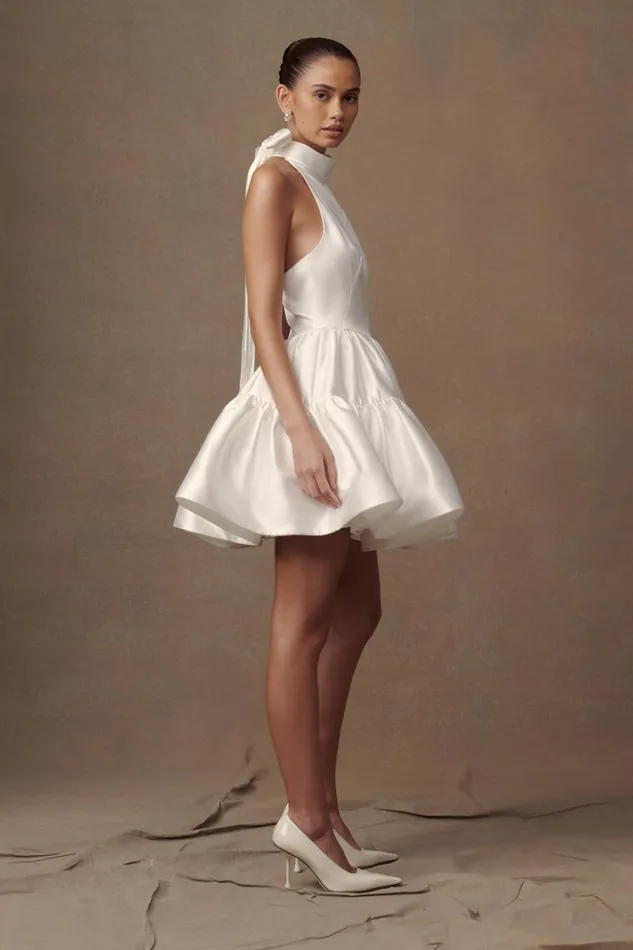 Women Meshki Dresses Dorota Satin Halter Mini Dress 8211 White