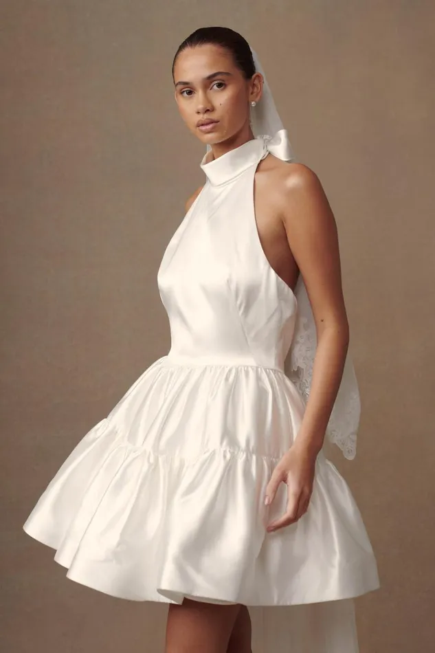 Women Meshki Dresses Dorota Satin Halter Mini Dress 8211 White