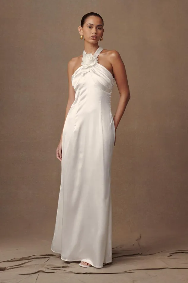 Women Meshki Dresses Dylan Rose Halter Maxi Dress 8211 White