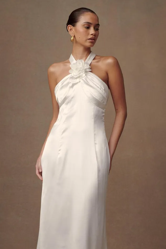 Women Meshki Dresses Dylan Rose Halter Maxi Dress 8211 White