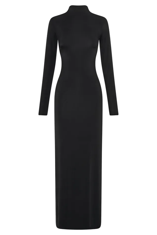 Women Meshki Dresses Elani Slinky High Neck Maxi Dress 8211 Black