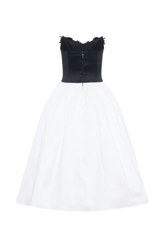 Women Meshki Dresses Elyssa Embroidered Contrast Midi Dress 8211 WhiteBlack