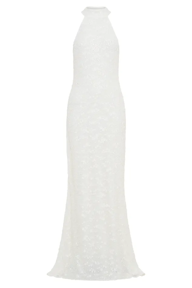 Women Meshki Dresses Emery Lace Halter Maxi Dress 8211 White