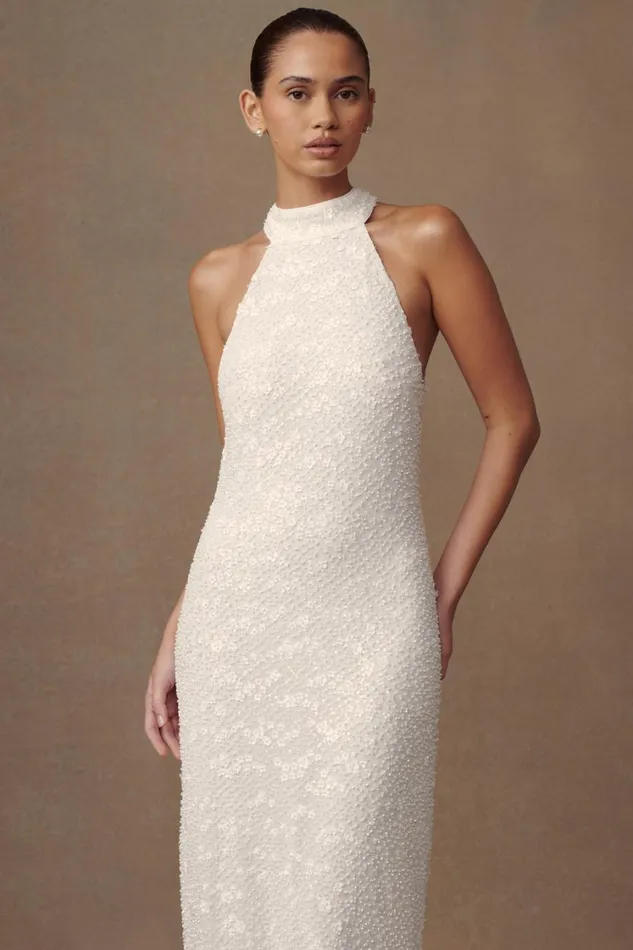 Women Meshki Dresses Emery Lace Halter Maxi Dress 8211 White