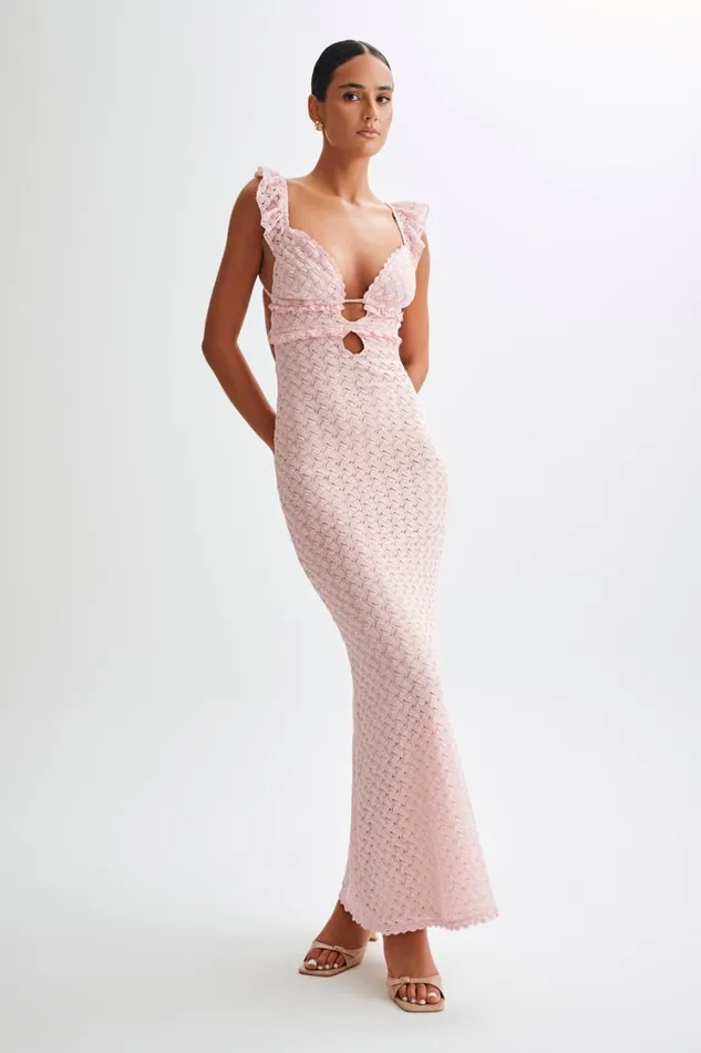 Women Meshki Dresses Ezra Lace Maxi Dress 8211 Powder Pink