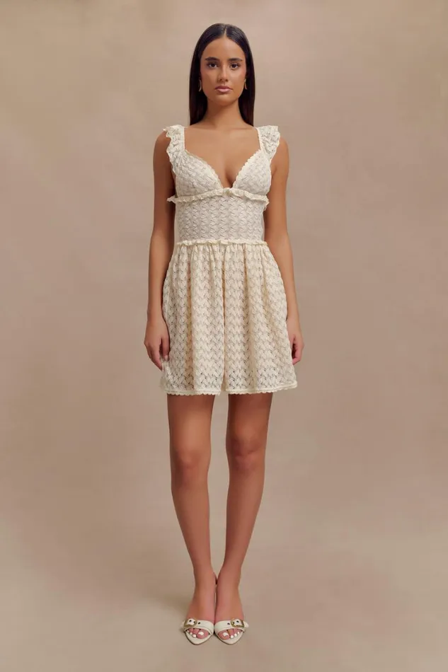 Women Meshki Dresses Ezra Lace Mini Dress 8211 Ivory