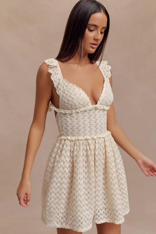 Women Meshki Dresses Ezra Lace Mini Dress 8211 Ivory