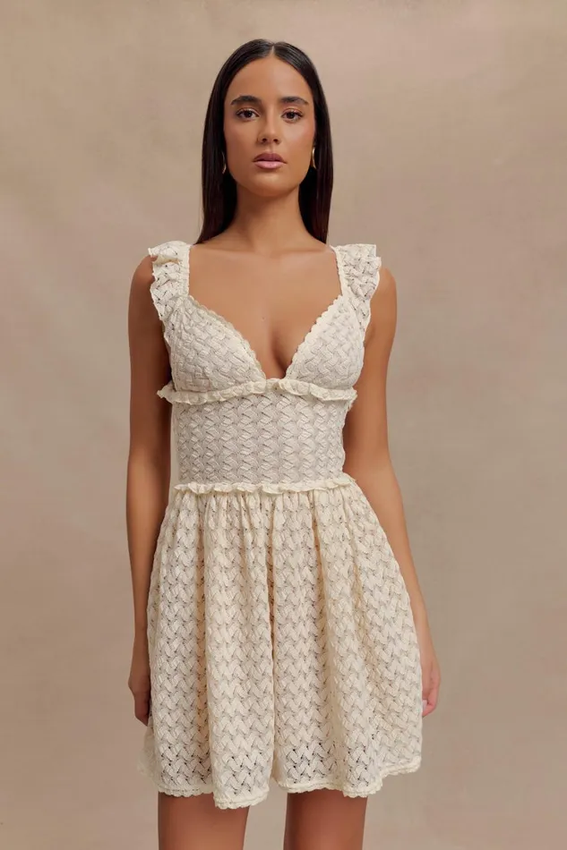 Women Meshki Dresses Ezra Lace Mini Dress 8211 Ivory