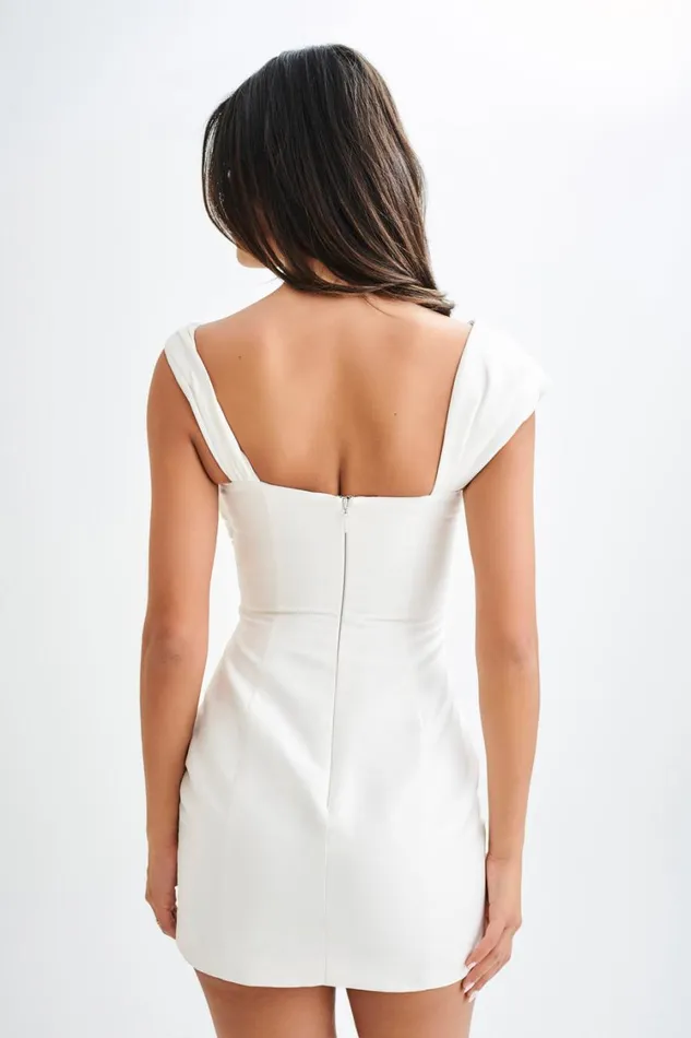 Women Meshki Dresses Farrah Structured Draped Mini Dress 8211 White