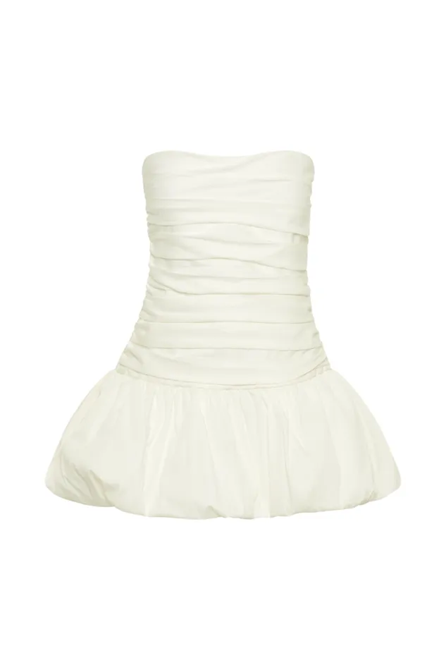 Women Meshki Dresses Fran Ruched Cotton Mini Dress 8211 White