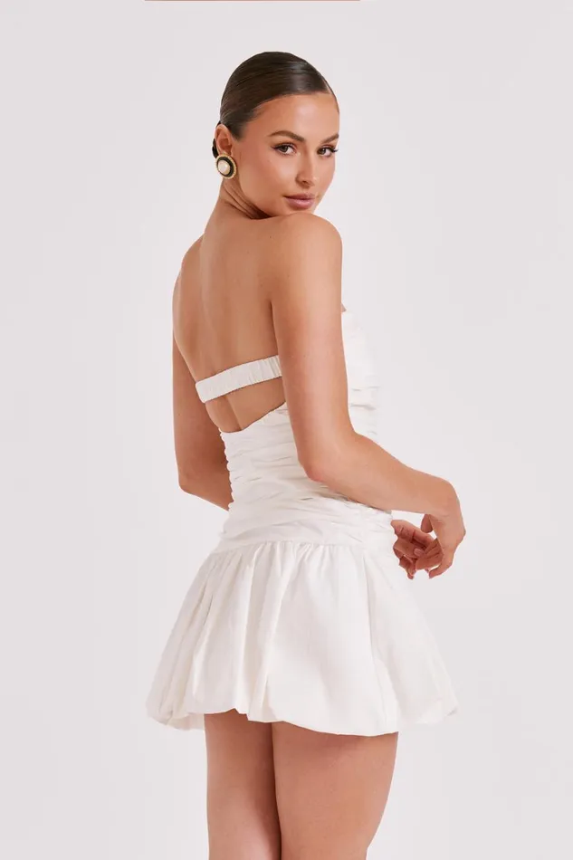 Women Meshki Dresses Fran Ruched Cotton Mini Dress 8211 White