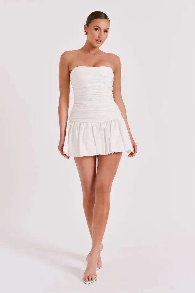 Women Meshki Dresses Fran Ruched Cotton Mini Dress 8211 White