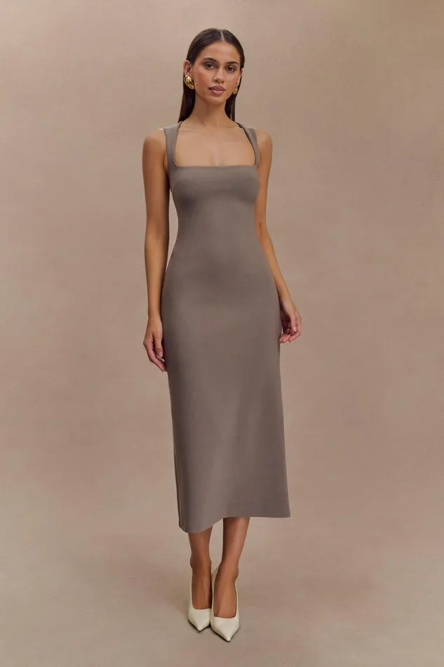 Women Meshki Dresses Frida Crepe Midi Dress 8211 Smoke