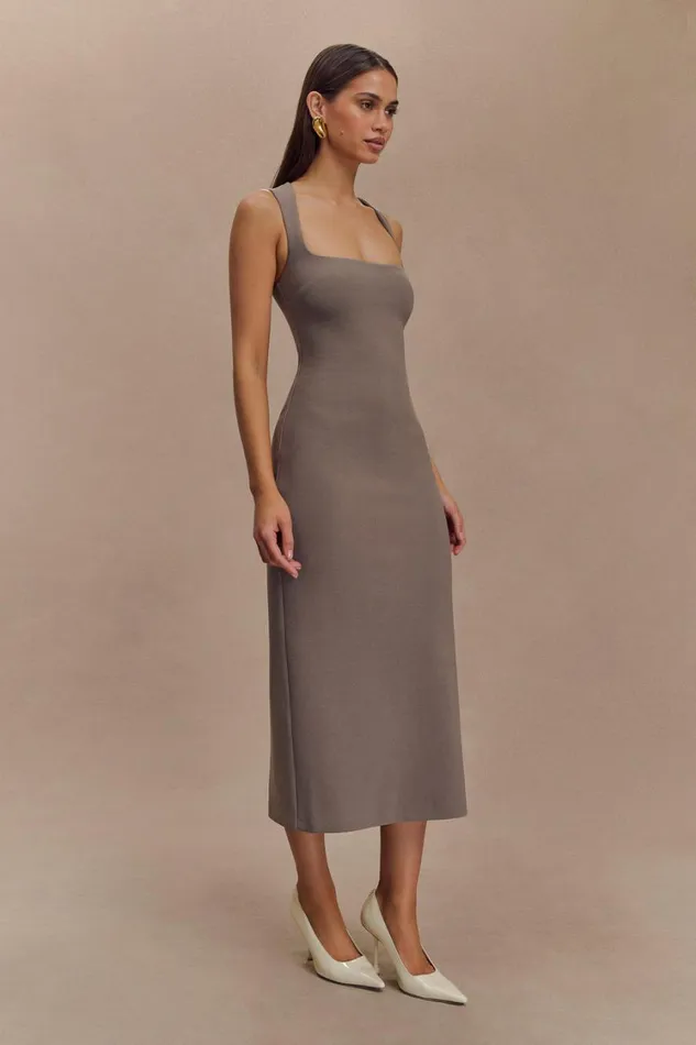 Women Meshki Dresses Frida Crepe Midi Dress 8211 Smoke