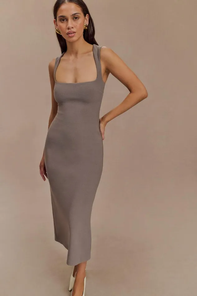 Women Meshki Dresses Frida Crepe Midi Dress 8211 Smoke