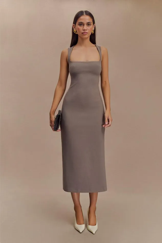 Women Meshki Dresses Frida Crepe Midi Dress 8211 Smoke