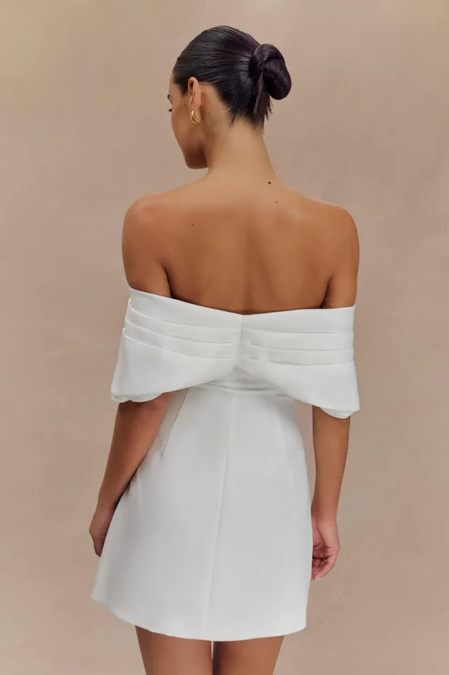 Women Meshki Dresses Gloria Mini Off Shoulder Drape Dress 8211 White