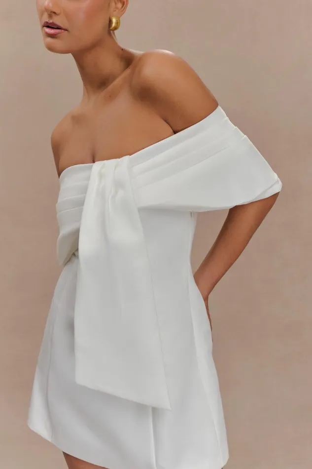 Women Meshki Dresses Gloria Mini Off Shoulder Drape Dress 8211 White