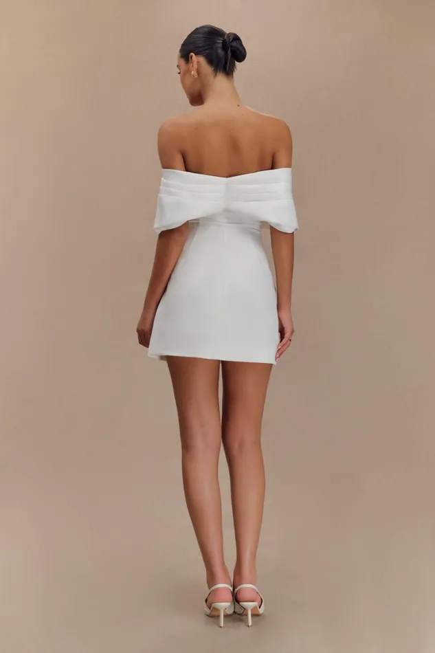 Women Meshki Dresses Gloria Mini Off Shoulder Drape Dress 8211 White