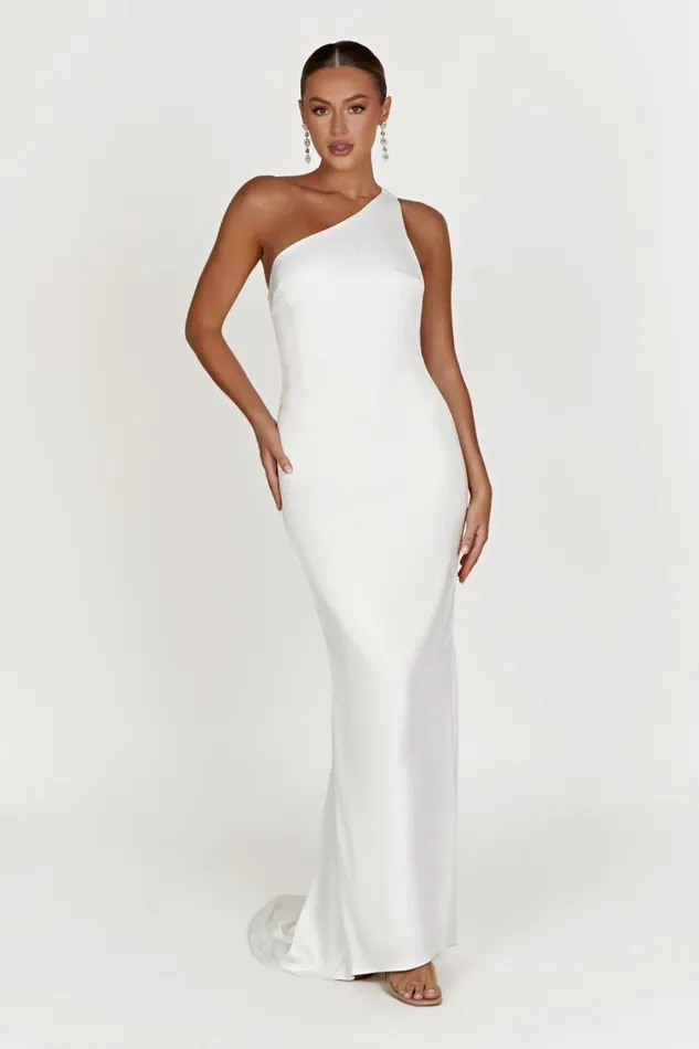 Women Meshki Dresses Harper One Shoulder Gown 8211 White