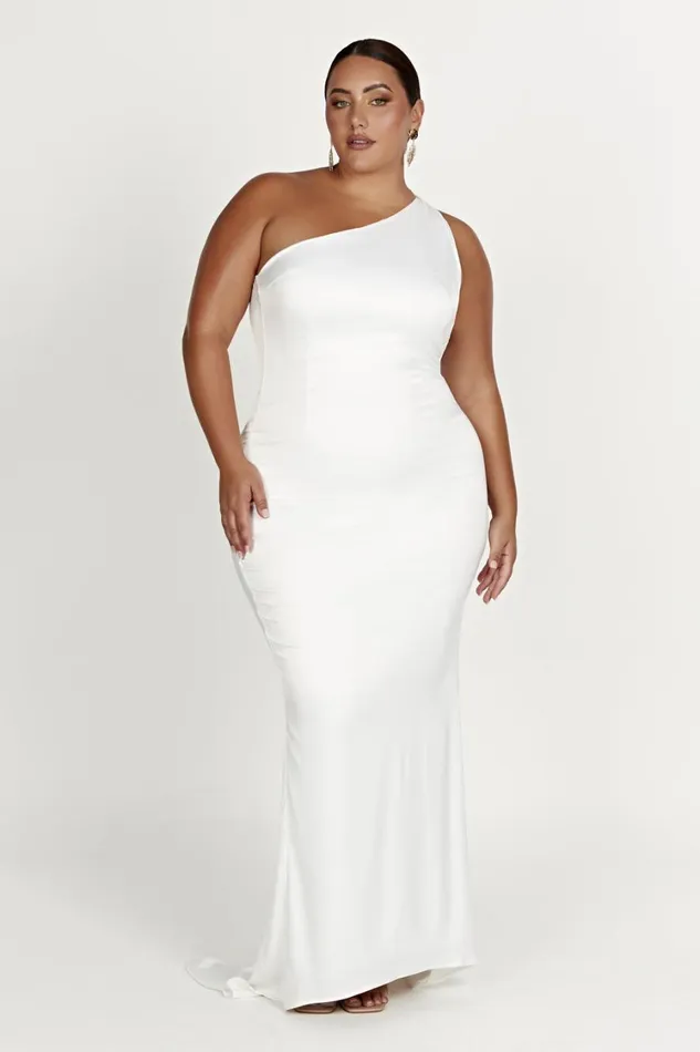 Women Meshki Dresses Harper One Shoulder Gown 8211 White