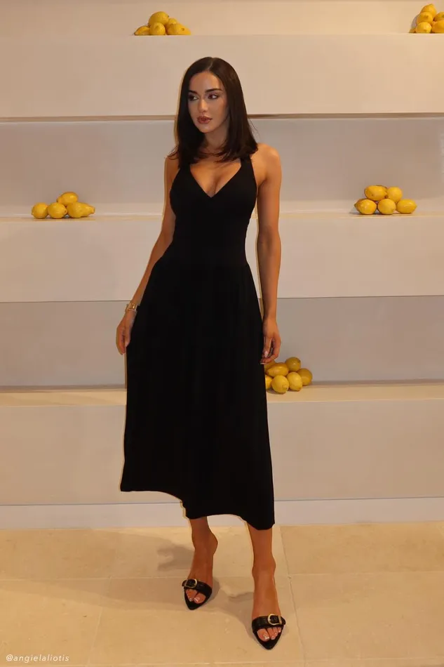 Women Meshki Dresses Harriette Halter Midi Dress 8211 Black