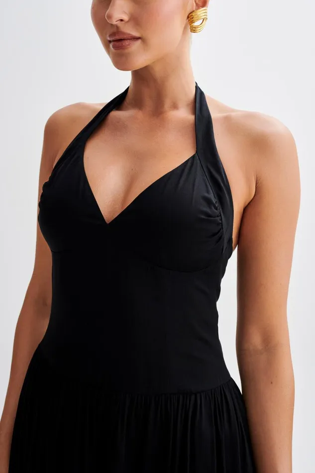 Women Meshki Dresses Harriette Halter Midi Dress 8211 Black